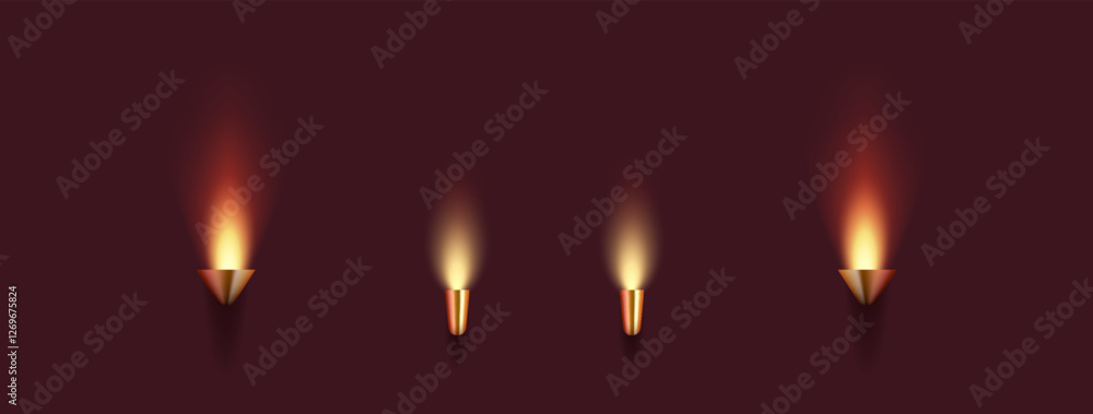 A 3D-rendered vector illustration of a set of elegant golden wall sconces with glowing ambient light, adding a touch of luxury and classic theater decor.