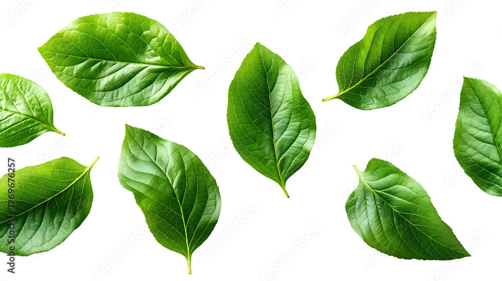 Green Leaves Pattern Fresh Spring Botanical Design, Natural Element for White Backgrounds, isolated on transparent background. Green Leaves Pattern Fresh Spring Botanical Design, Natural Element for White Backgrounds, isolated on transparent background.