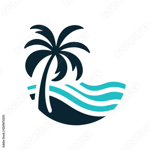 Stylized palm trees logo  vector graphics style