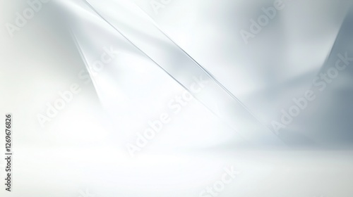 White 3d rendering futuristic perspective background with soft light wavy lines. 