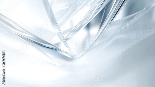 White 3d rendering futuristic perspective background with soft light wavy lines. 