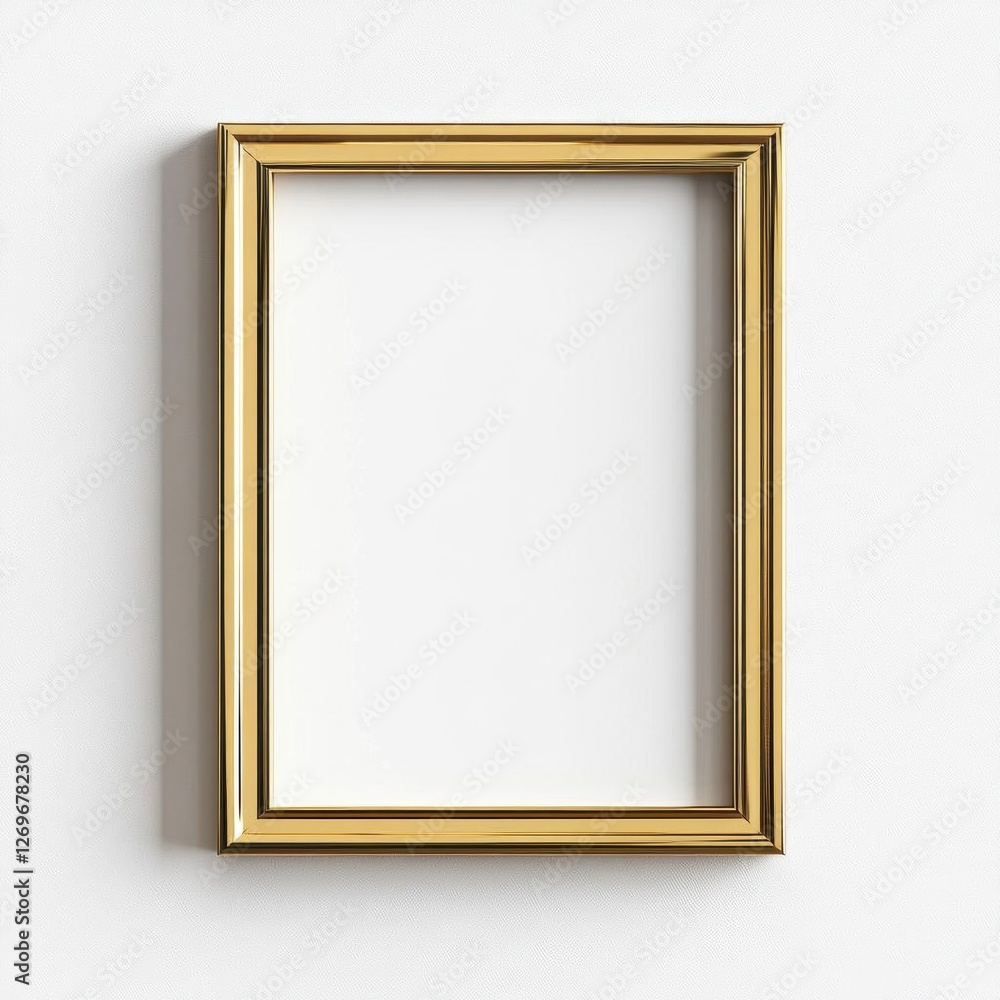 Gold Rectangle Decorative Picture Frame Isolated on White Background, Elegant Design for Luxury Branding Gold Rectangle Decorative Picture Frame Isolated on White Background, Elegant Design for Luxury Branding