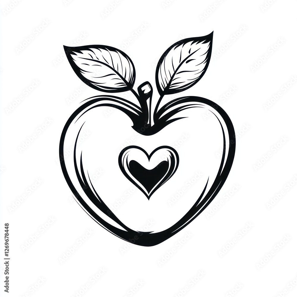 Fototapeta premium Heart Shaped Apple Graphic Illustration