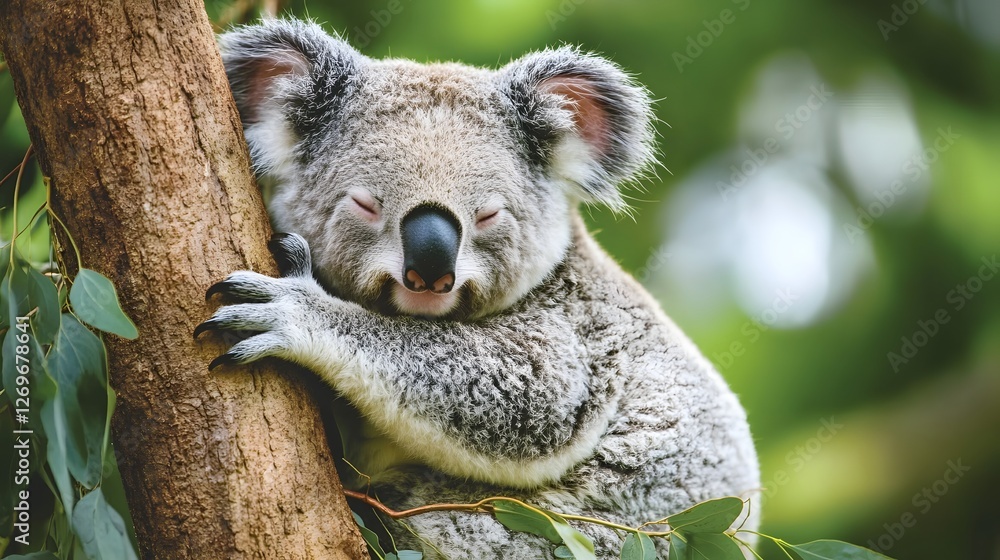 Obraz premium A koala resting in a eucalyptus tree