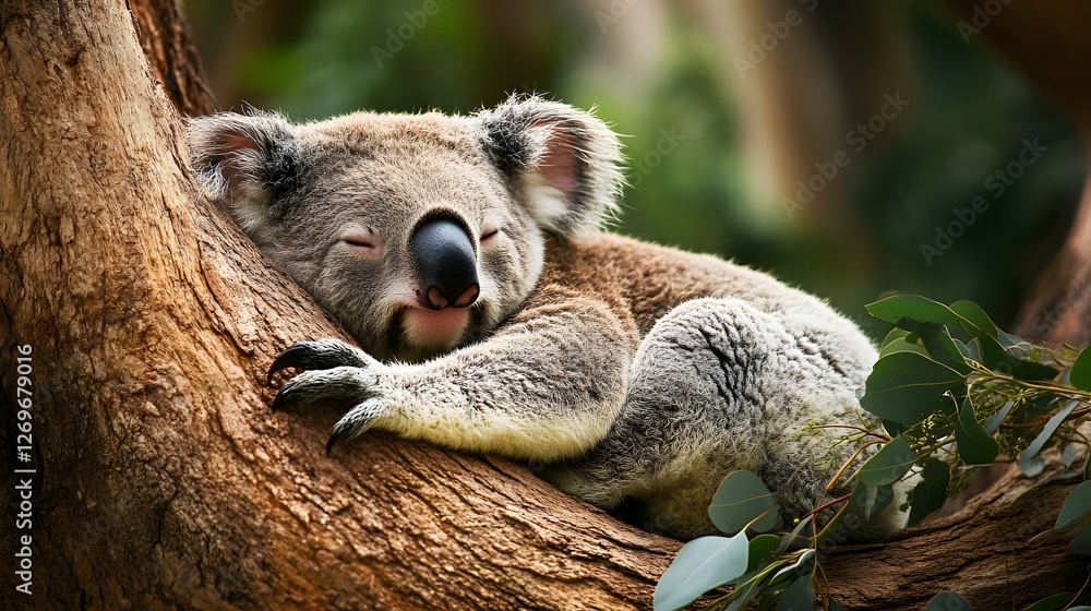 Obraz premium A koala resting in a eucalyptus tree