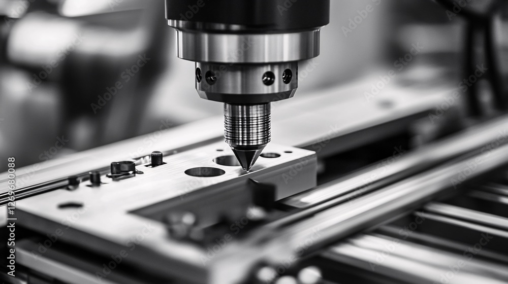 Cnc machine is drilling a metal part, industrial background Cnc machine is drilling a metal part, industrial background