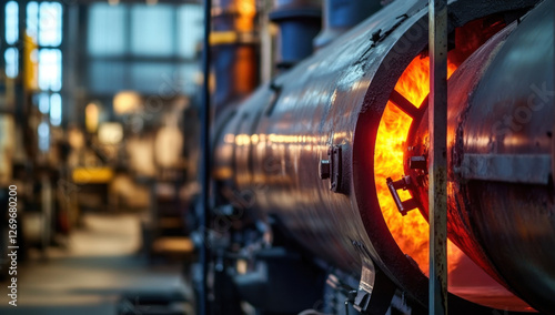 
Industrial Boiler: A sizable metal tank used to create heat and steam in industrial environments, ensuring efficient operation of factories, plants, and energy systems.