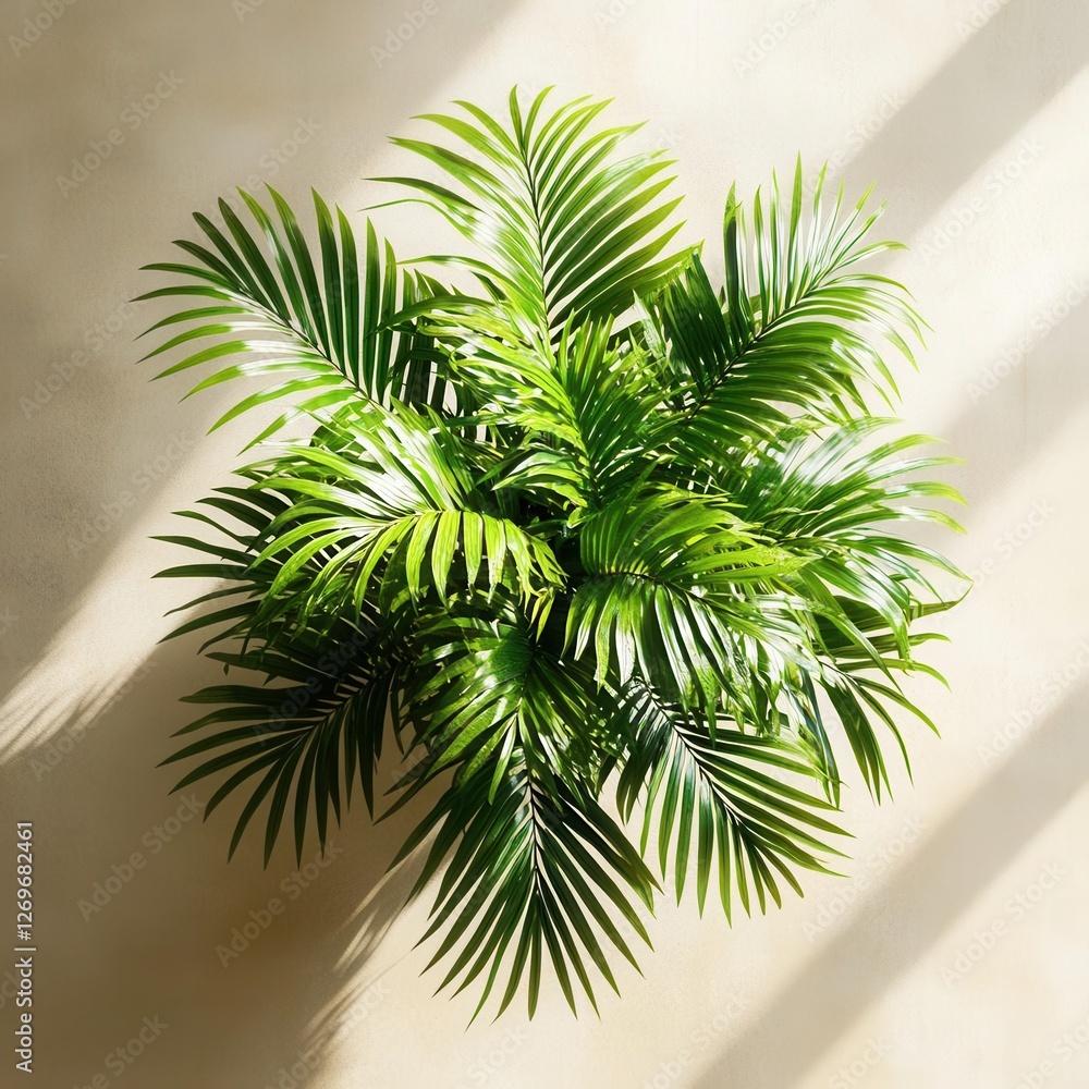 Fototapeta premium Green Areca House Plant Top Plan View Generated by AI for Home Decor Inspiration