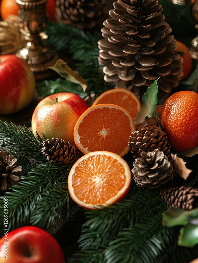 Pine cone and orange decoration Pine cone and orange decoration