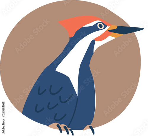 Woodpecker bird living in hollow