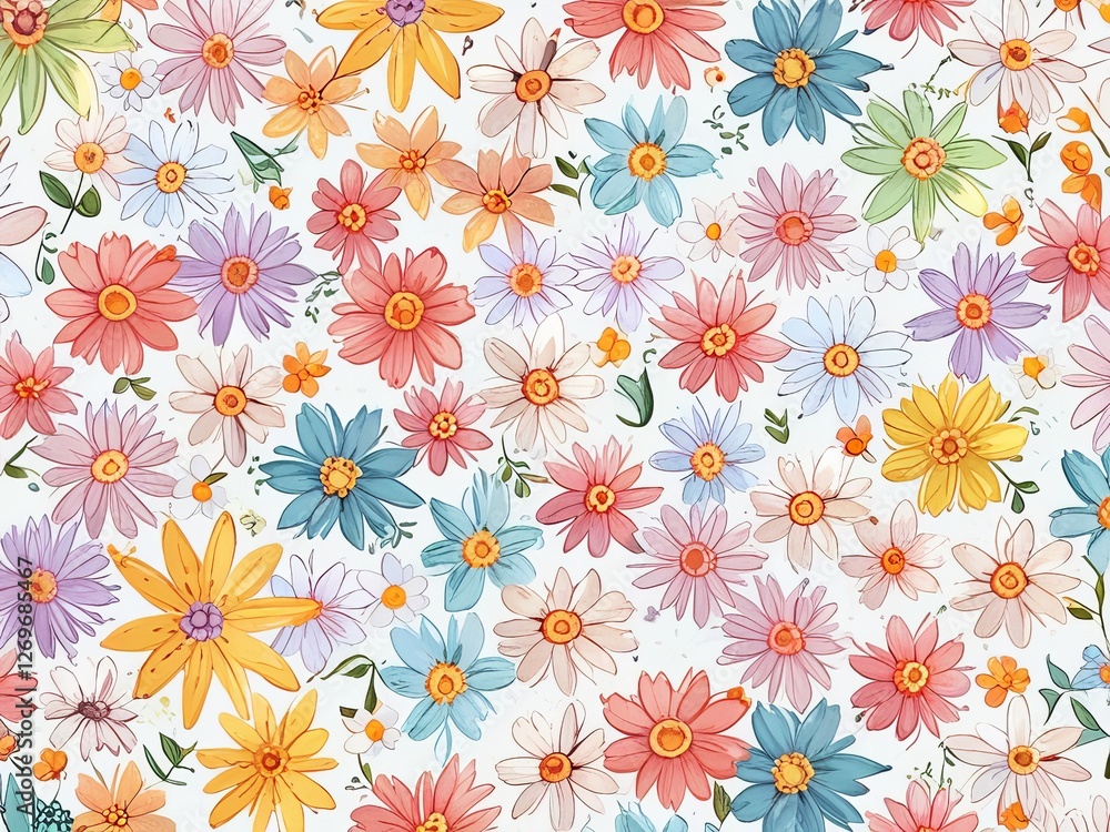 Textile summer flowers seamless colorful pattern background Textile summer flowers seamless colorful pattern background