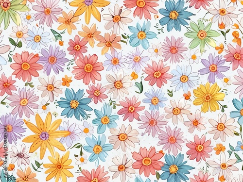 Wallpaper Mural Textile summer flowers seamless colorful pattern background Torontodigital.ca