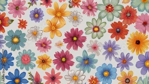 Wallpaper Mural Textile summer flowers seamless colorful pattern background Torontodigital.ca