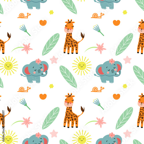 Pattern con graziosi animali della savana