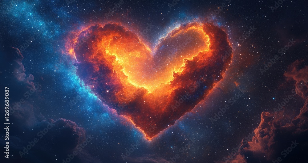 A vibrant heart-shaped nebula glowing in a starry sky, symbolizing love and wonder. A vibrant heart-shaped nebula glowing in a starry sky, symbolizing love and wonder.