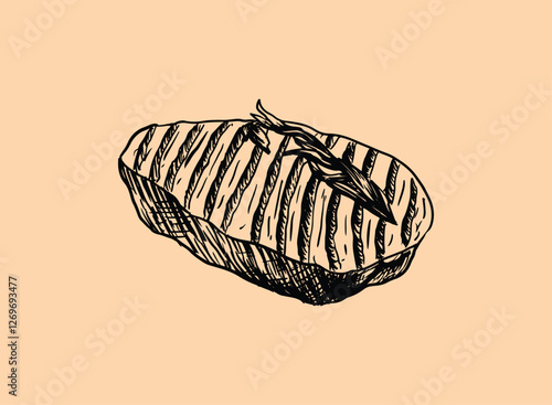 Illustration of an Meat Grill Drawing