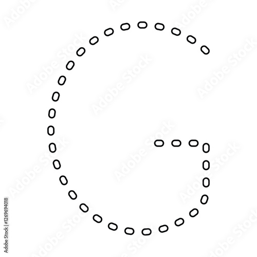 Tracing Alphabet letter G, prewriting dotted line element for kindergarten, preschool and Montessori school kids worksheet for handwriting practice activity.