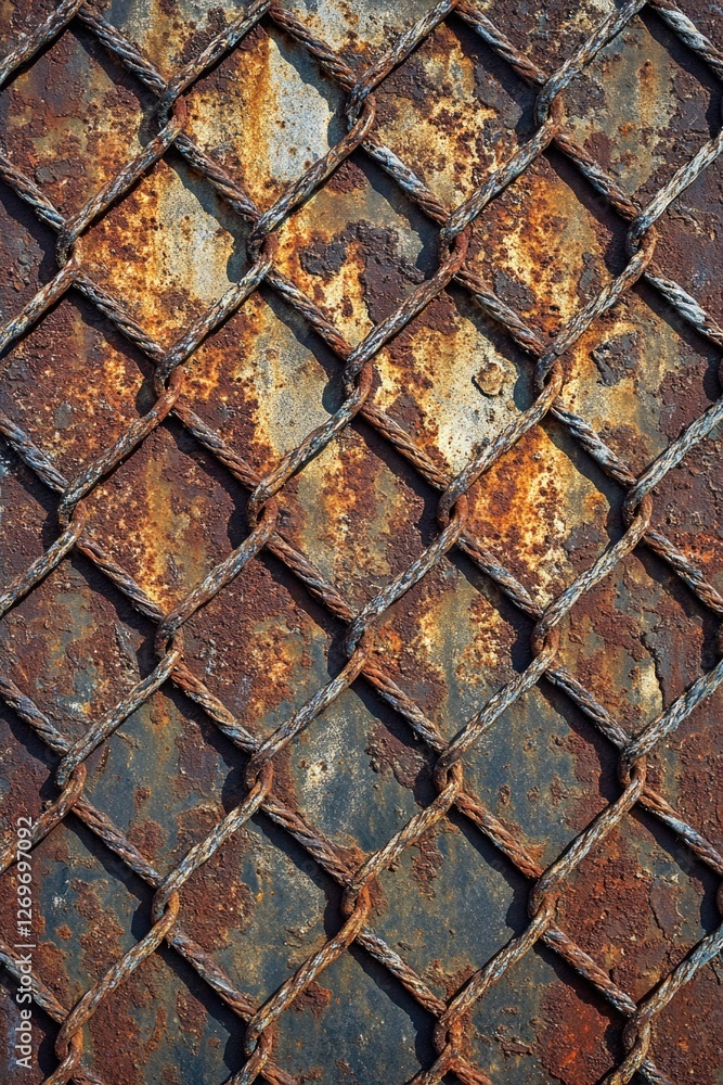 Rusted Metal Surface with Chain Link Fence Rusted Metal Surface with Chain Link Fence