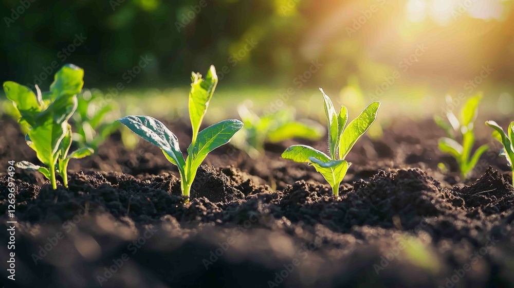 Fototapeta premium Macro Shot Capturing Detailed Textures of Fresh Plant Growth