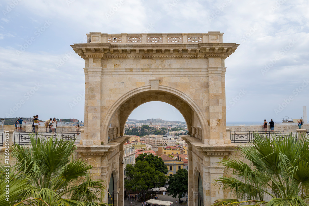 Fototapeta premium The Bastione di Saint Remy in Cagliari in Europe, Italy, Sardinia, Cagliari, in summer, on a sunny day.