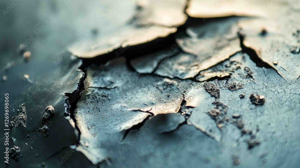 Macro Shot of Dent in Sheet of Metal Showing Cracked Surface Texture Macro Shot of Dent in Sheet of Metal Showing Cracked Surface Texture