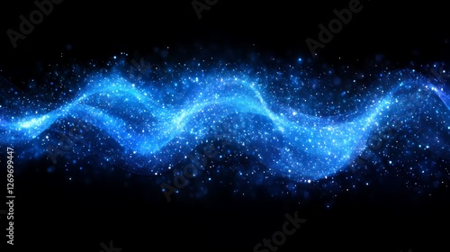 Wallpaper Mural Luminous Blue Wave, Captivating Flow of Sparkling Particle Stream Abstract Torontodigital.ca