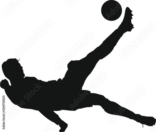 Soccer player perfome a bicycle kick