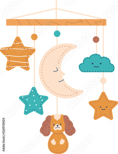 Baby musical crib toy vector illustration