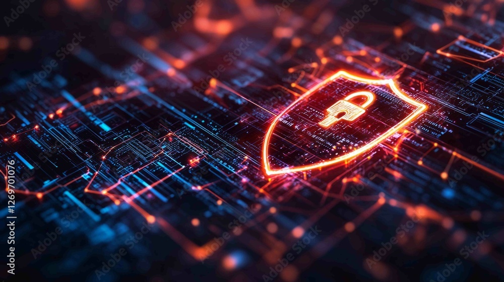 Minimalist Design of Secure Network Icon on Dark Background Minimalist Design of Secure Network Icon on Dark Background