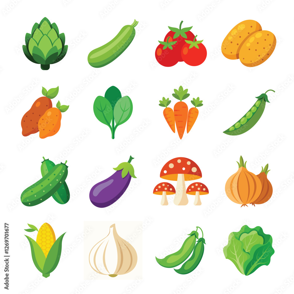 Fototapeta premium Bandle Vegetables Vector Illustration