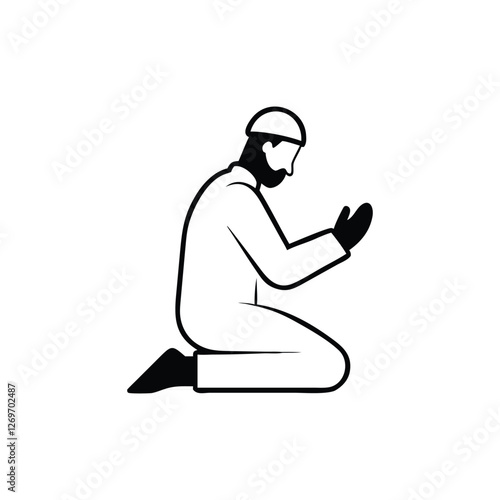 Muslim man praying vector silhouette 
