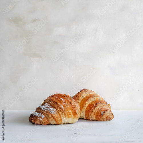 croissant on wooden background
