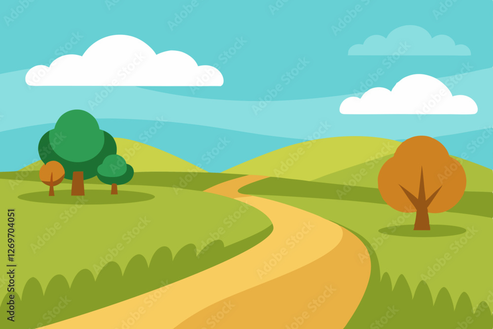 Obraz premium landscape with trees and hills