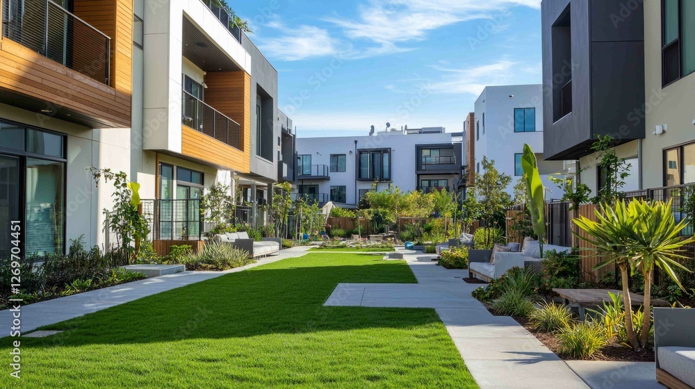 Modern Eco-Friendly Lawn in an Urban Residential Setting Modern Eco-Friendly Lawn in an Urban Residential Setting
