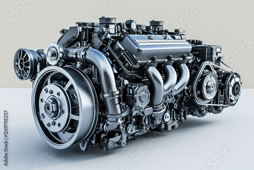 Car engine isolated on a white background. 3d illustration
