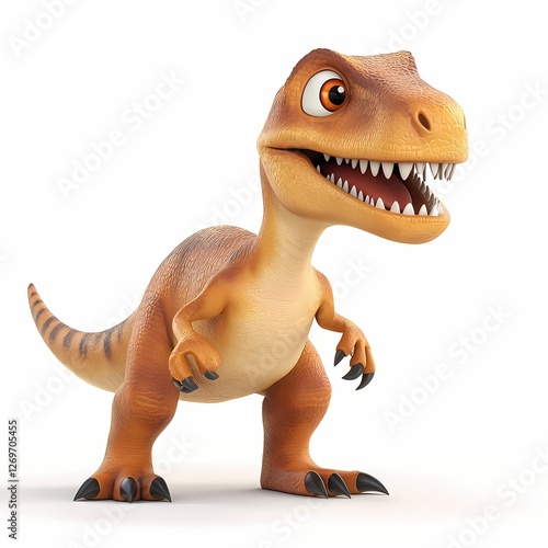 Allosaurus, 3D cartoon illustration, isolated on a white background. Allosaurus cartoonish

 photo