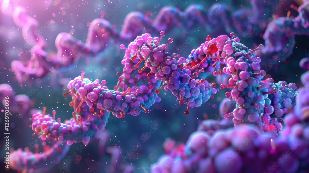 Detailed Molecular Structure of DNA Under Microscopic Analysis in Vibrant Colors and Backgrounds Detailed Molecular Structure of DNA Under Microscopic Analysis in Vibrant Colors and Backgrounds