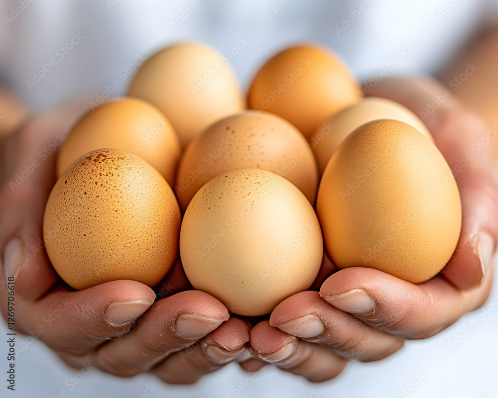 Hands holding a cluster of eggs Hands holding a cluster of eggs
