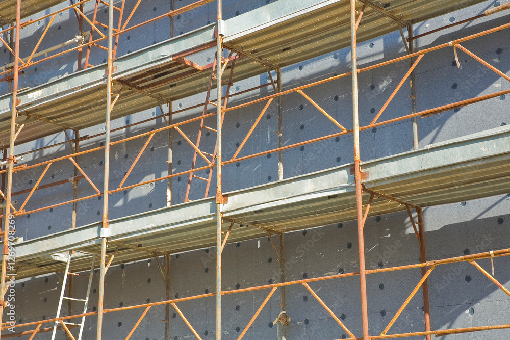 Metal scaffolding on a construction site for the construction of Metal scaffolding on a construction site for the construction of