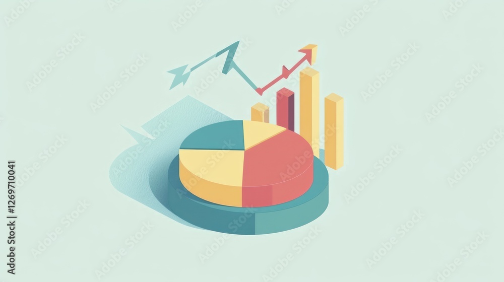 Obraz premium 3D Business Charts Showing Growth