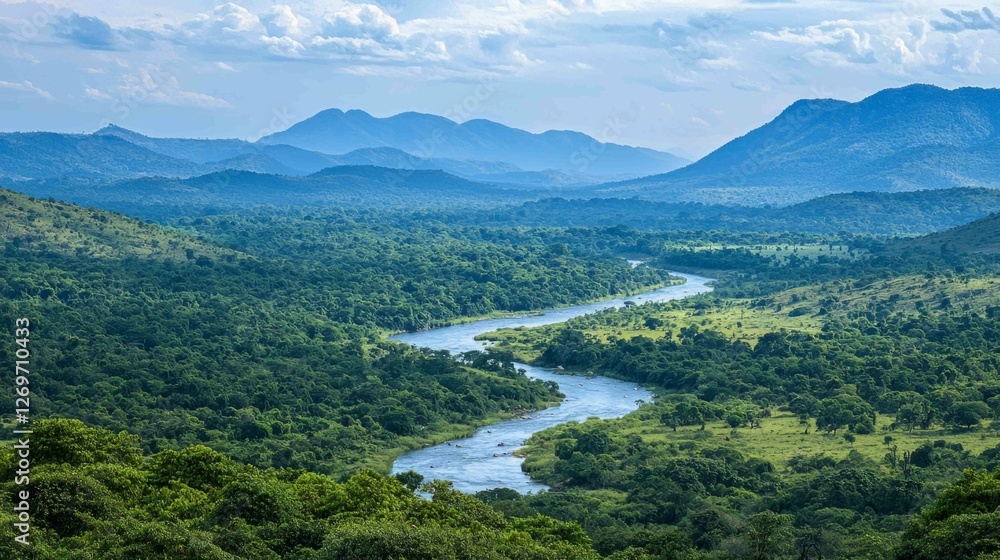 Panoramic View of Untouched Wilderness and Scenic Landscape Panoramic View of Untouched Wilderness and Scenic Landscape