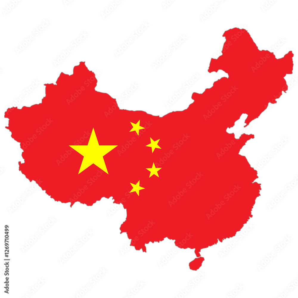 China flag on the map China flag on the map