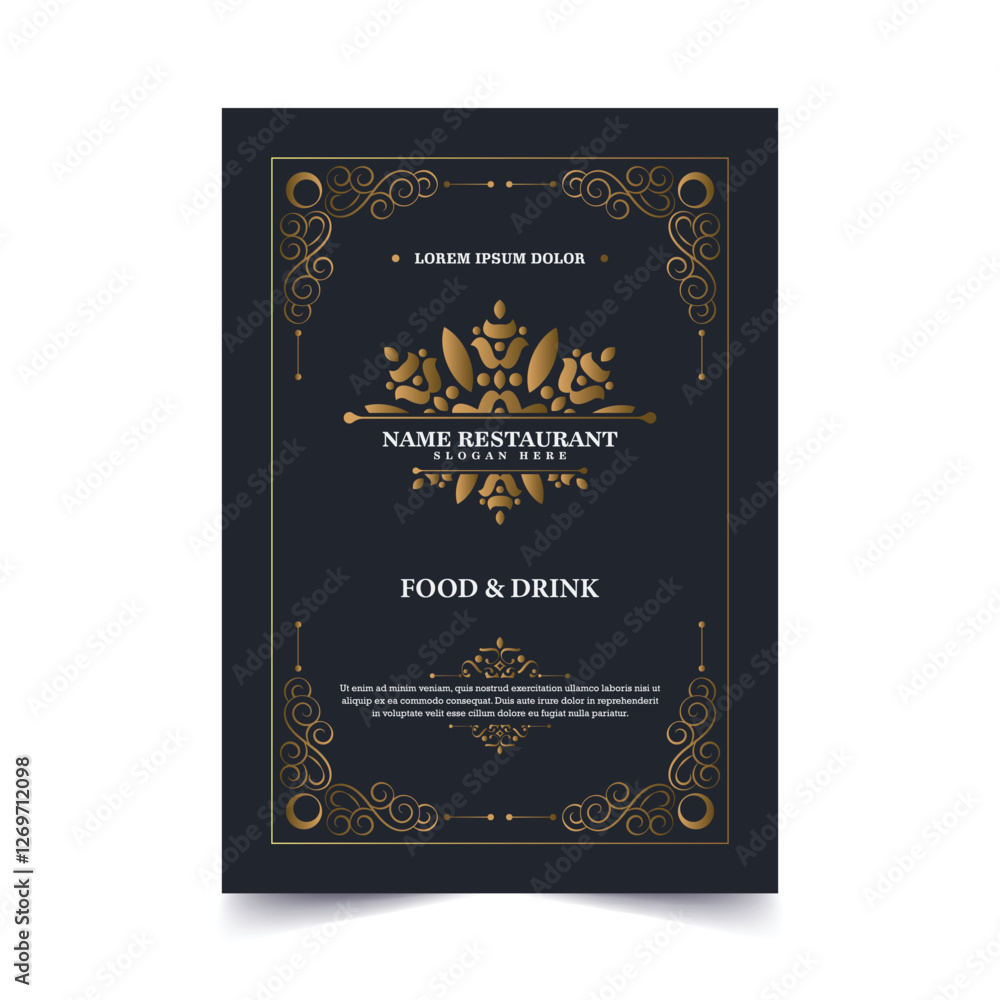 Naklejka premium Luxury Menu restaurant with ornamental Elements.