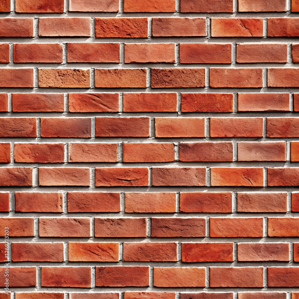 Obraz premium A seamless red brick wall with evenly sized rectangular bricks.