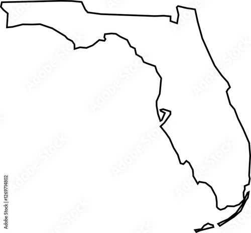 Florida State Outline Map – Blank Vector Contour, USA