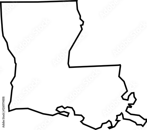Louisiana State Outline Map – Blank Vector Contour, USA