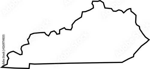 Outline Map of the State of Kentucky / United States of America / Louisville / Lexington / Owensboro / Bowling Green / Covington (Printable, Canva, PowerPoint)