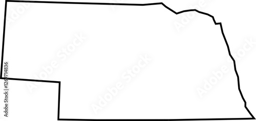 Outline Map of the State of Nebraska / United States of America / Omaha / Lincoln / Bellevue / Grand Island (Printable, Canva, PowerPoint)