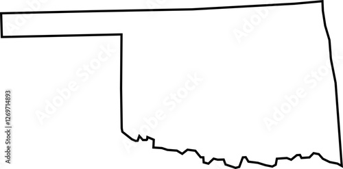 Outline Map of Oklahoma, United States with Cities – Oklahoma City, Tulsa, Norman, Broken Arrow