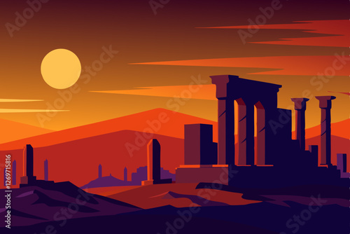 sunset over the city